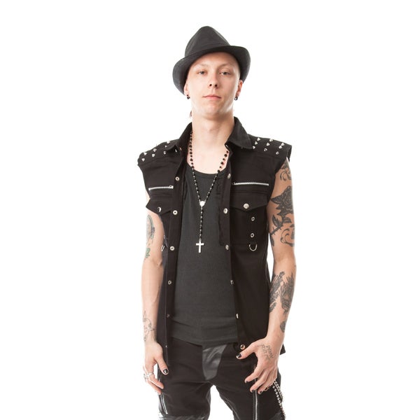 Vixxsin Ronnie &auml;rmelloses schwarzes Hemd