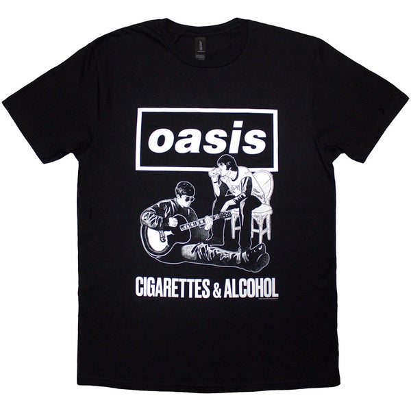Oasis: Cigarettes & Alcohol Illustration Mono - T-paita