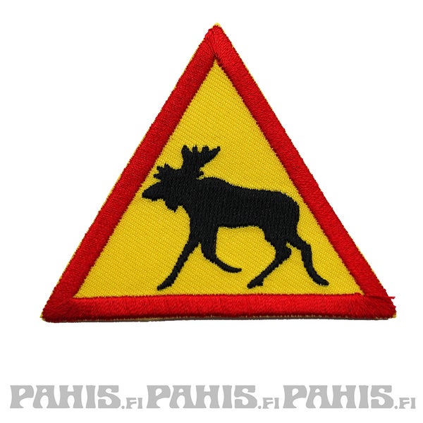 hirvi varoituskolmio haalarimerkki